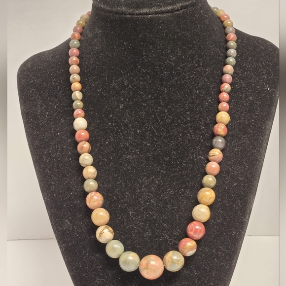 Unbranded Jewelry - Red Creek Jasper Graduated Bead Necklace 6-14mm, 19" w/1.5" ext.